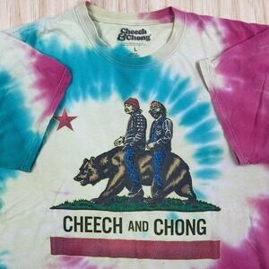 Cheech and Chong Tie-Dye T-shirt California Bear Ride Large Rasta Comedy‎ Cotton